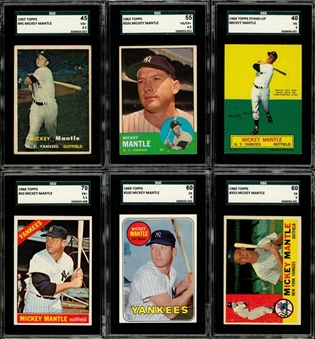 1957-1969 Topps Mickey Mantle SGC-Graded Collection (6 Different)